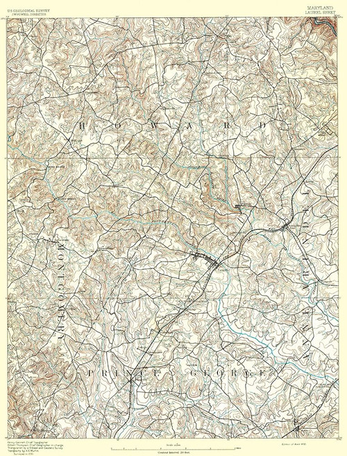 Laurel Maryland Sheet - USGS 1892 Poster Print by USGS USGS # MDLA0001