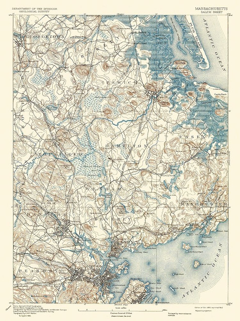 Salem Massachusetts Quad - USGS 1893 Poster Print by USGS USGS # MASA0001