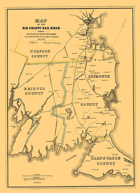 Old Colony Railroad - Bufford 1850 Poster Print by Bufford Bufford # MAOL0001