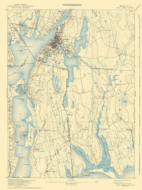 Fall River Massachusetts Quad - USGS 1893 Poster Print by USGS USGS # MAFA0001