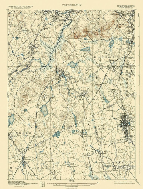 Dedham Massachusetts Sheet - USGS 1894 Poster Print by USGS USGS # MADE0001