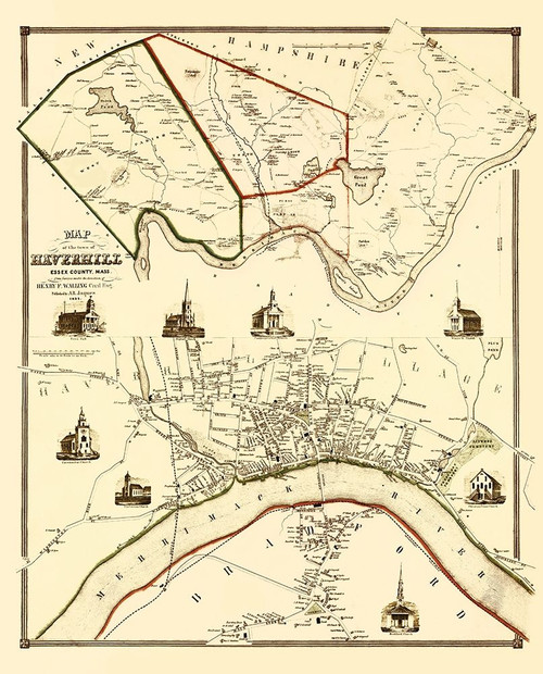 Haverhil Massachusetts Landowner - Jaques 1851 Poster Print by Jaques Jaques # MAHA0001