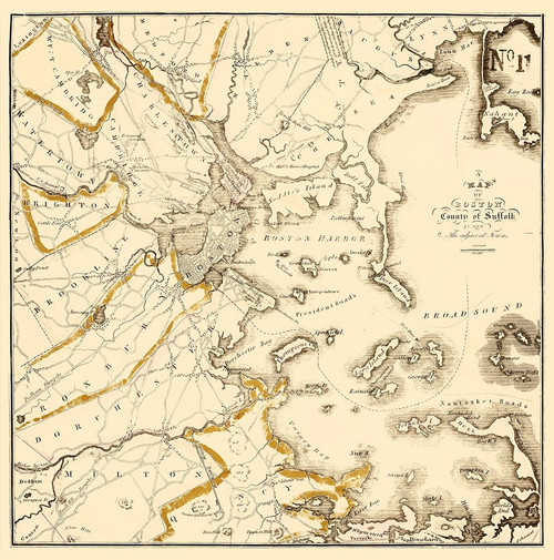 Boston  Suffolk Massachusetts - Bowen 1830 Poster Print by Bowen Bowen # MABO0017