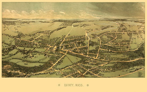 Quincy Massachusetts - Whitefield 1877 Poster Print by Whitefield Whitefield # MAQU0001