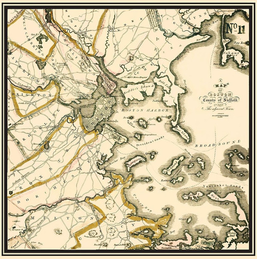 Boston Massachusetts - Bowen 1830 Poster Print by Bowen Bowen # MABO0020