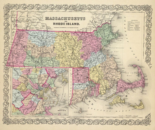 Massachusetts - Colton 1856 Poster Print by Colton Colton # MAZZ0003
