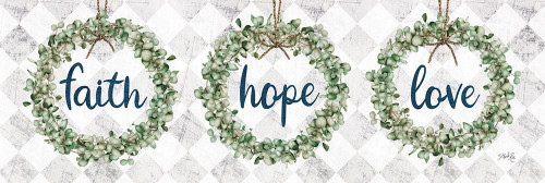 Faith Hope Love Eucalyptus Wreaths Poster Print by Marla Rae # MAZ5687B