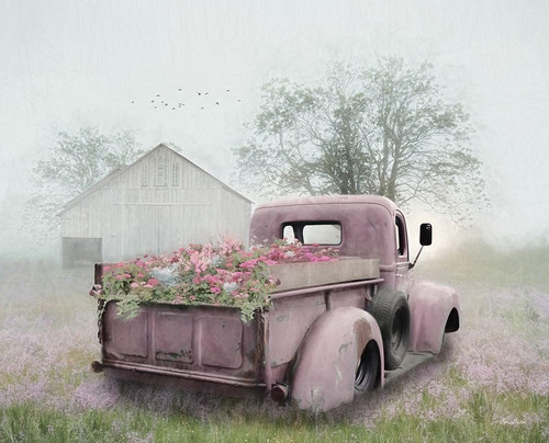 Pink Flower Truck Poster Print by Lori Deiter # LD2175