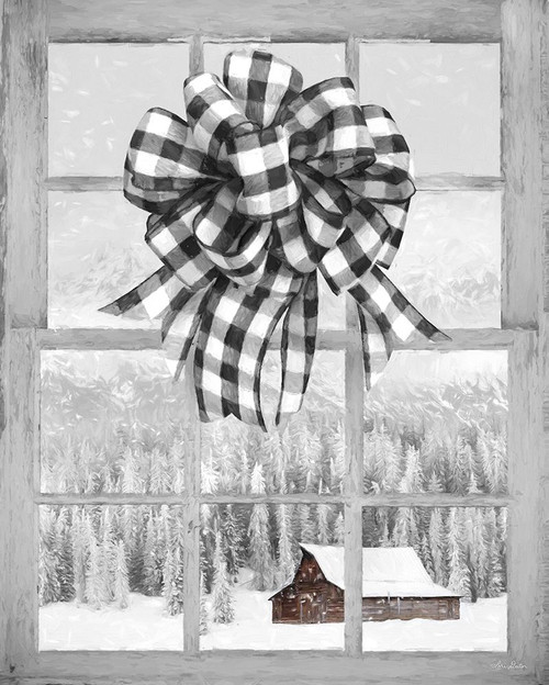 Christmas Barn with Bow Poster Print by Lori Deiter # LD1867