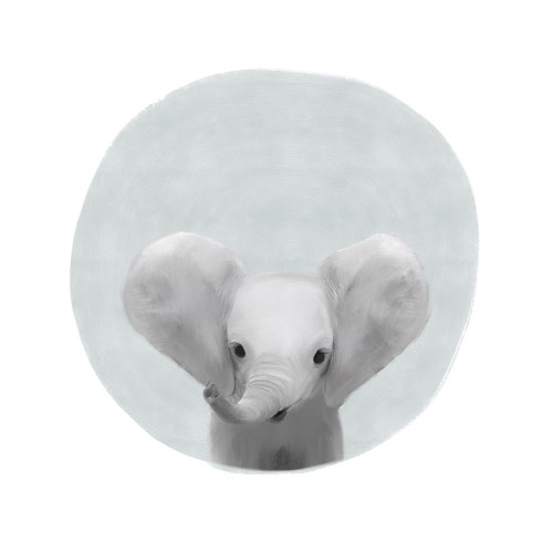 Circle Elephant Gray Poster Print by Leah Straatsma # LSSQ001X