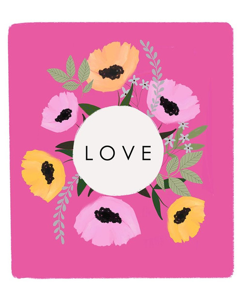 LOVE Florals Hot Pink 1 Poster Print by Leah Straatsma # LSRC150B