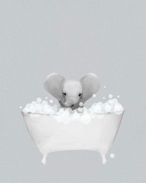 Elephant Blue Bath Poster Print by Leah Straatsma # LSRC104B Elephant Blue Bath Poster Print by Leah Straatsma # LSRC104B