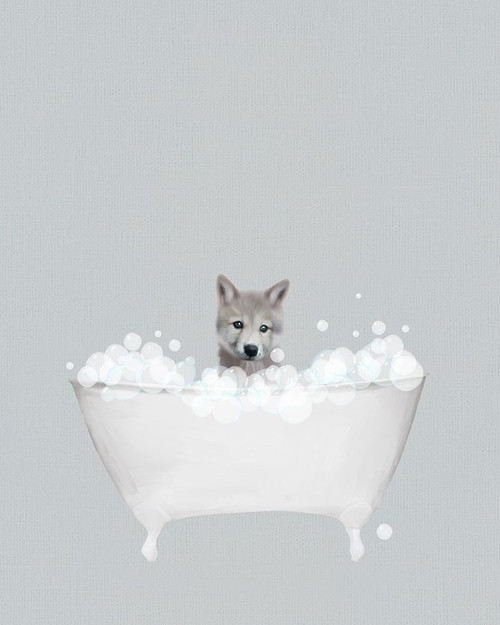 Wolf Blue Bath Poster Print by Leah Straatsma # LSRC104J Wolf Blue Bath Poster Print by Leah Straatsma # LSRC104J