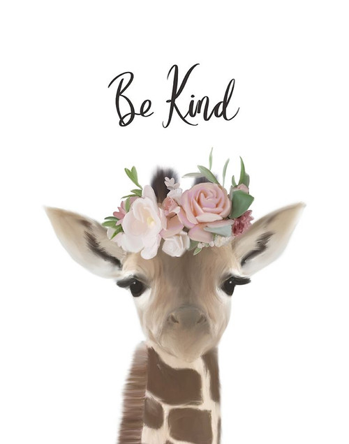 Floral Giraffe Be Kind Poster Print by Leah Straatsma # LSRC039B2 Floral Giraffe Be Kind Poster Print by Leah Straatsma # LSRC039B2