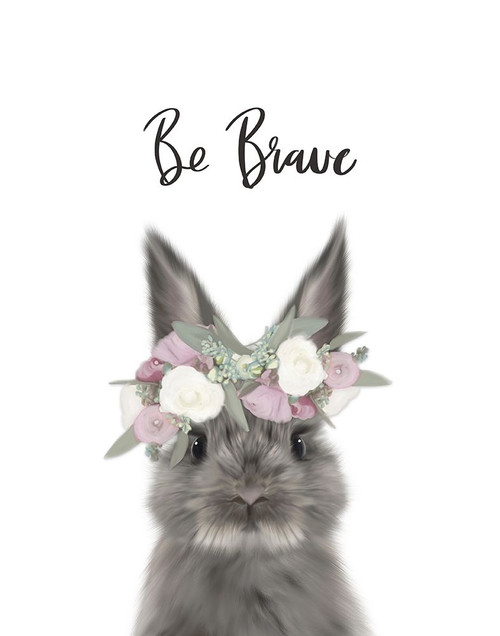 Floral Bunny Be Brave Poster Print by Leah Straatsma # LSRC039D2