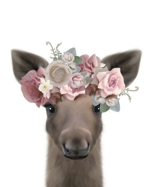 Floral Moose Poster Print by Leah Straatsma # LSRC039F
