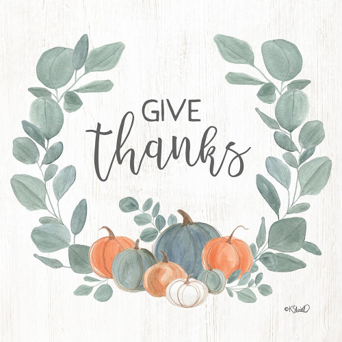 Eucalyptus Pumpkins Give Thanks Poster Print by Kate Sherrill # KS178