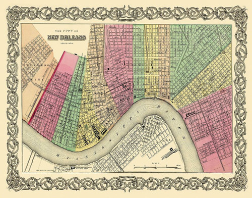 New Orleans Louisiana - Colton 1855 Poster Print by Colton Colton # LANE0004