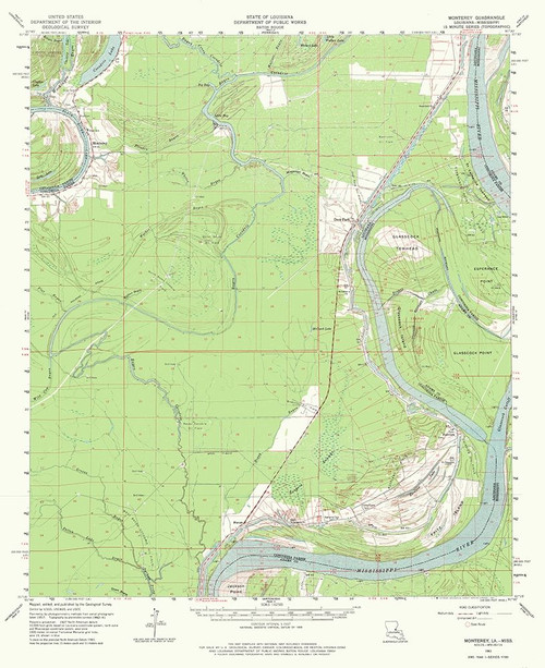 Monterey Louisiana Quad - USGS 1961 Poster Print by USGS USGS # LAMO0001