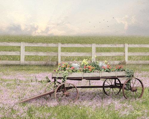 Country Flower Wagon   Poster Print by Lori Deiter # LD1664