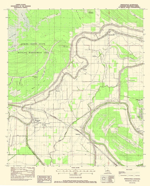 Moreauville Louisiana Quad - USGS 1982 Poster Print by USGS USGS # LAMO0003
