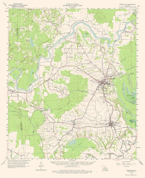 Marksville Louisiana Quad - USGS 1962 Poster Print by USGS USGS # LAMA0001