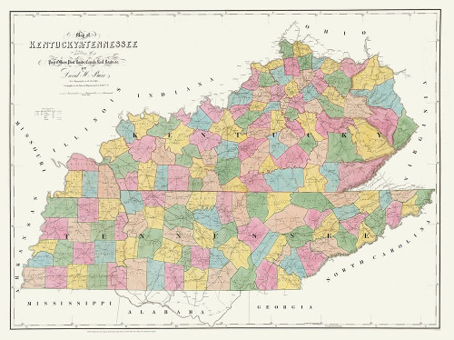 Kentucky, Tennessee - Burr 1839 Poster Print by Burr Burr # KYZZ0010