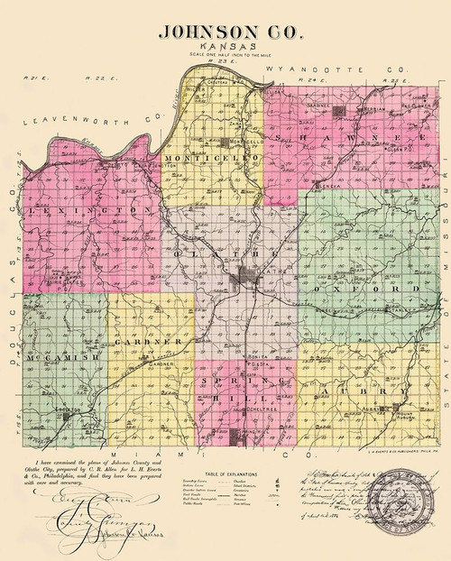 Johnson Kansas - Everts 1887 Poster Print by Everts Everts # KSJO0001