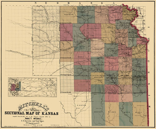 North East Kansas - Mitchell 1859 Poster Print by Mitchell Mitchell # KSZZ0008