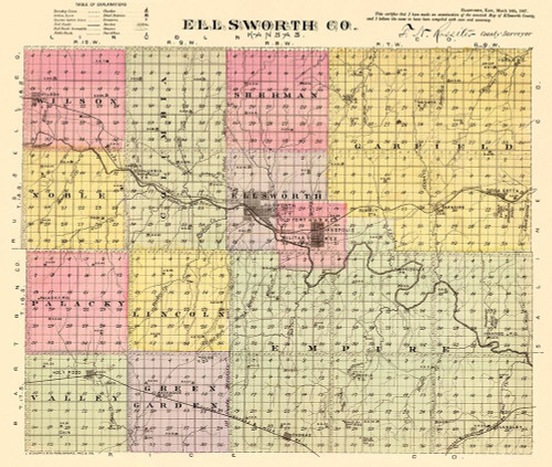 Ellsworth Kansas - Everts 1887 Poster Print by Everts Everts # KSEL0003