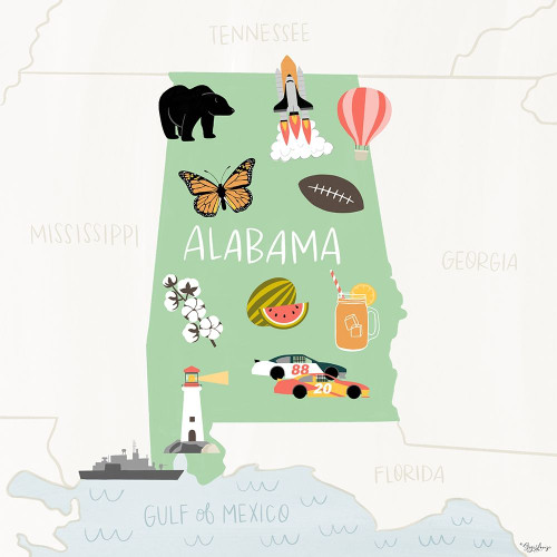 Alabama Icons Poster Print by Gigi Louise # KBSQ115A