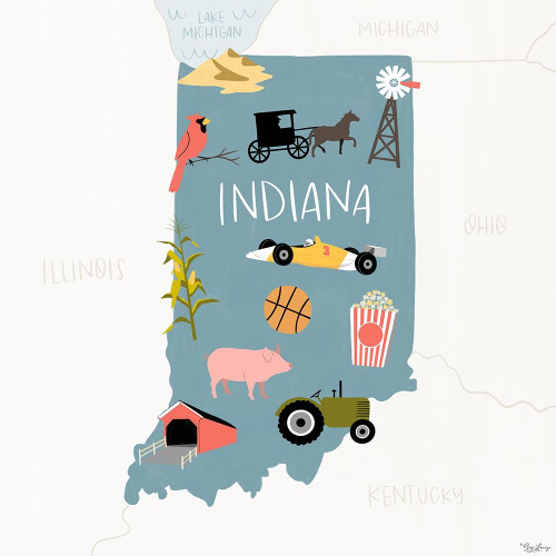 Indiana Icons Poster Print by Gigi Louise # KBSQ115F