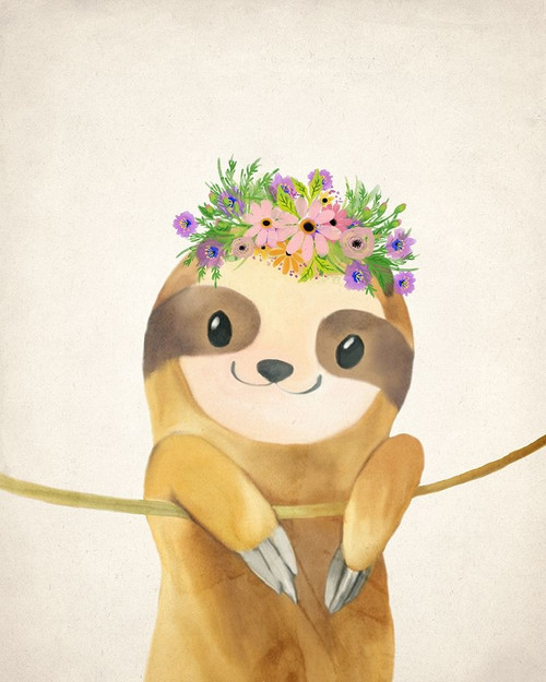 Floral Sloth 1 Poster Print by Allen Kimberly # KARC1813A