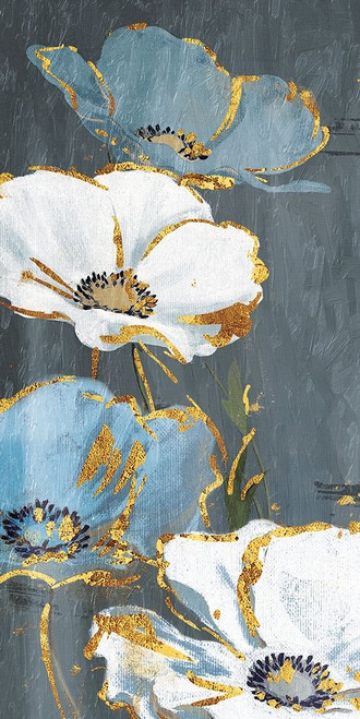 Blue Gold Florals Mate Poster Print by Jace Grey # JGRN062B