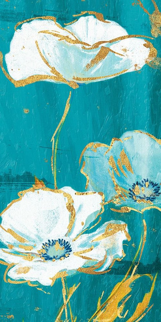 Teal Gold Florals Mate Three Poster Print by Jace Grey # JGRN063C