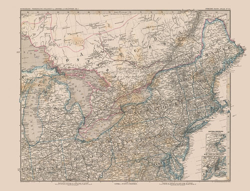 North Eastern US, Canada - Stielers 1885 Poster Print by Stielers Stielers # ITUS0004