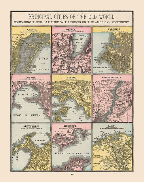 Principal Cities Old World - Cram 1888 Poster Print by Cram Cram # ITWC0002