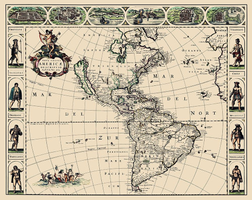 Western Hemisphere - De Wit 1660 Poster Print by De Wit De Wit # ITWE0003
