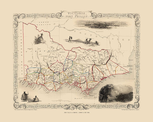 Victoria Australia - Tallis 1851 Poster Print by Tallis Tallis # ITVI0019
