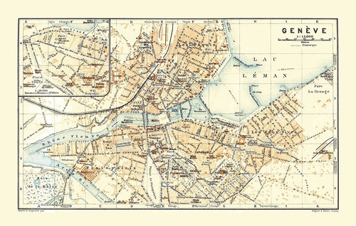Geneva Switzerland - Baedeker 1921 Poster Print by Baedeker Baedeker # ITSW0107