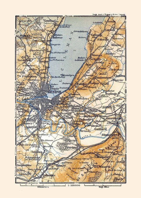 Geneva Region Switzerland France - Baedeker 1921 Poster Print by Baedeker Baedeker # ITSW0108