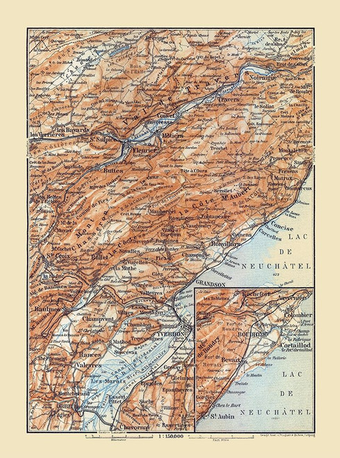 Fleurier Region Switzerland - Baedeker 1921 Poster Print by Baedeker Baedeker # ITSW0110