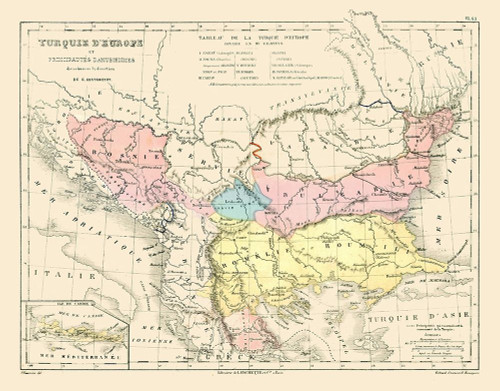 Europe Turkey - Cortambert 1880 Poster Print by Cortambert Cortambert # ITTU0024