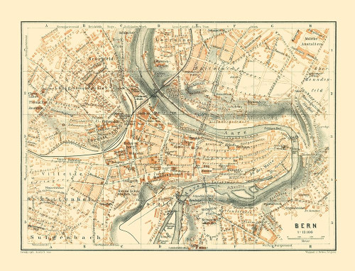 Bern Switzerland - Baedeker 1921 Poster Print by Baedeker Baedeker # ITSW0083