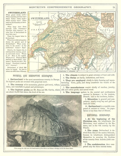 Switzerland - Monteith 1882 Poster Print by Monteith Monteith # ITSW0033