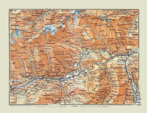 Ilanz Region Switzerland - Baedeker 1921 Poster Print by Baedeker Baedeker # ITSW0078