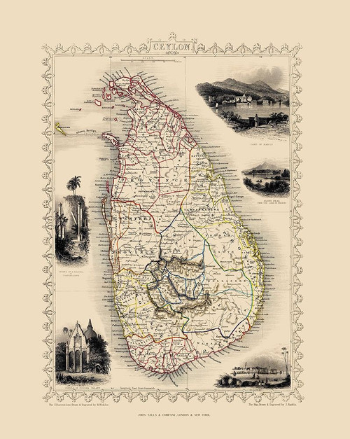Asia Sri Lanka - Tallis 1851 Poster Print by Tallis Tallis # ITSR0002