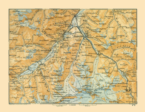 Val Roseg Region Switzerland - Baedeker 1921 Poster Print by Baedeker Baedeker # ITSW0058