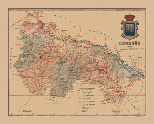 Logrono Spain 1901 - Martine 1904 Poster Print by Martine Martine # ITSP0342
