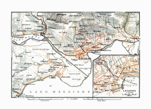 Locarno Region Switzerland - Baedeker 1921 Poster Print by Baedeker Baedeker # ITSW0075